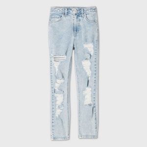 Wild Fable Women's High-Rise Distressed Mom Jeans - Light Wash - Size 6